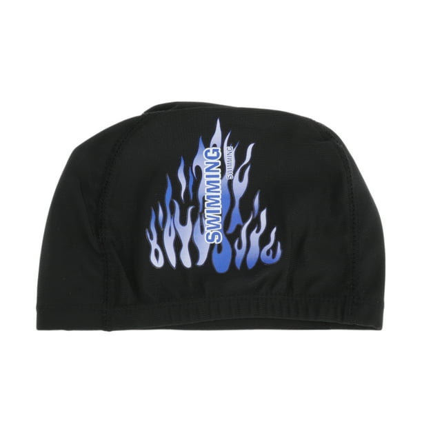 Gorro de Natación Durable con Patrón de Llama Único 1 Pc Negro Azul