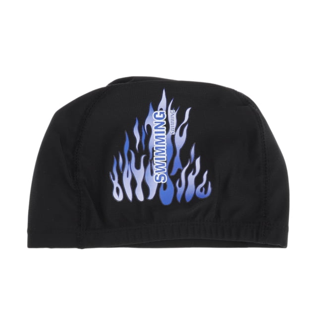 Gorro de Natación Durable con Patrón de Llama Único 1 Pc Negro Azul