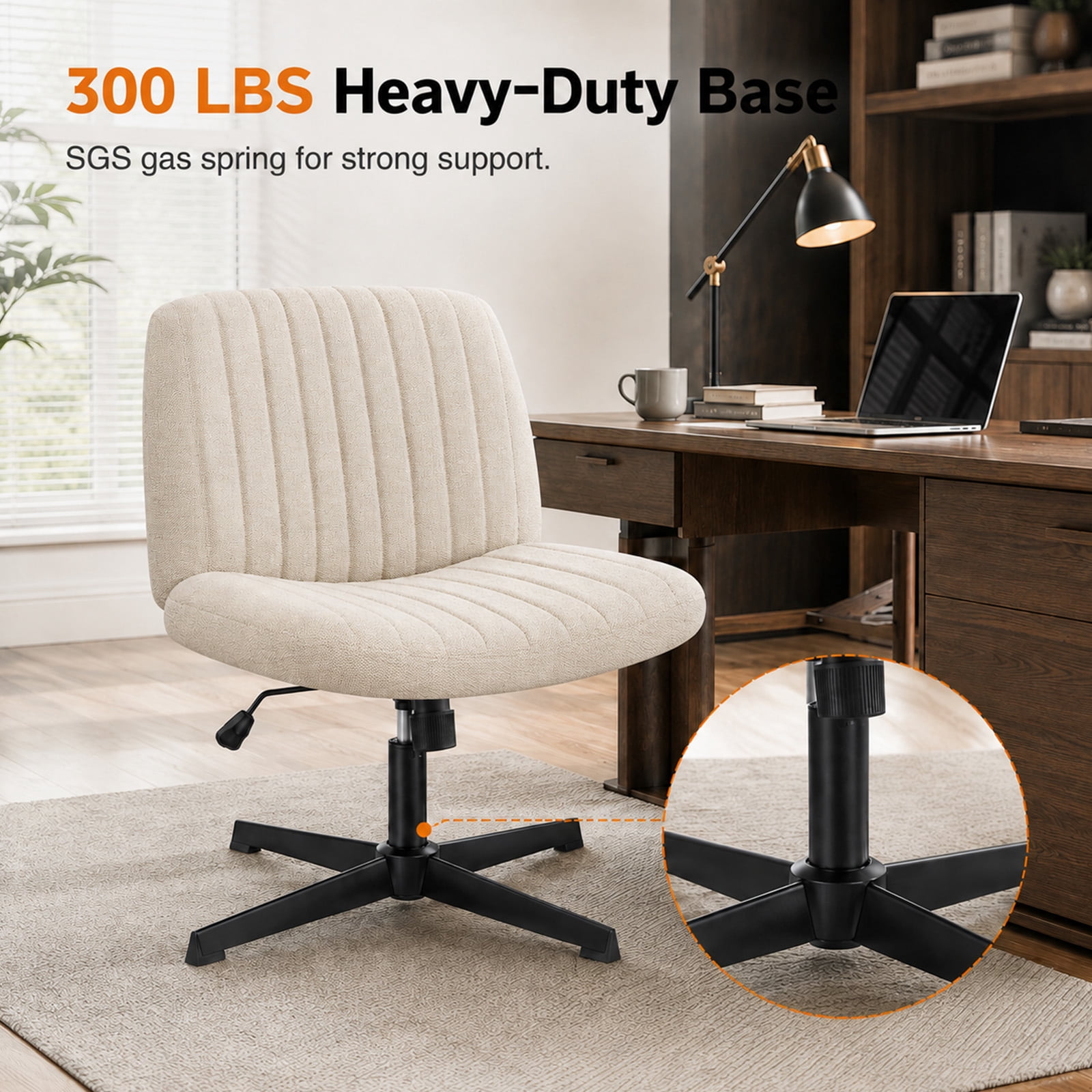 Alvantor Criss Cross Office Chair, No Wheels Armless Swivel, Wide Seat Criss Cross Chair for Home Office & Reading Room