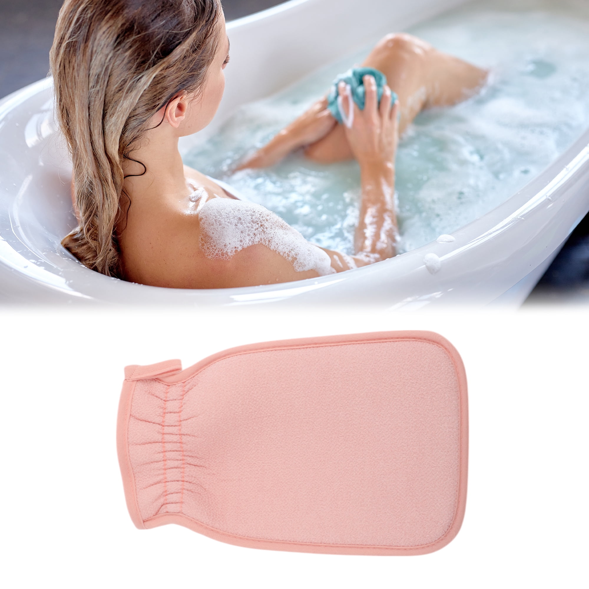 Unique Bargains Gloves Bath Towel for Shower Room 14x24cm 1 Pc Pink