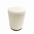thumbnail image 1 of Ottomane Rembourrée en Cuir de Luxe / Tabouret Rond / Repose-Pieds / Chambre Salon (Blanc), 1 of 3