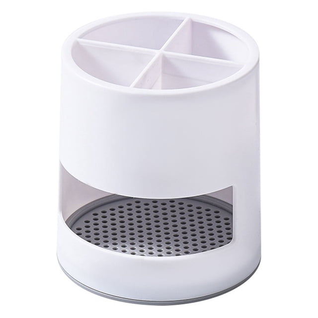 Bathroom Organizer Countertop, Ventilated Drainage Toothbrush Holder with Razor and Cosmetic Brush Compartments