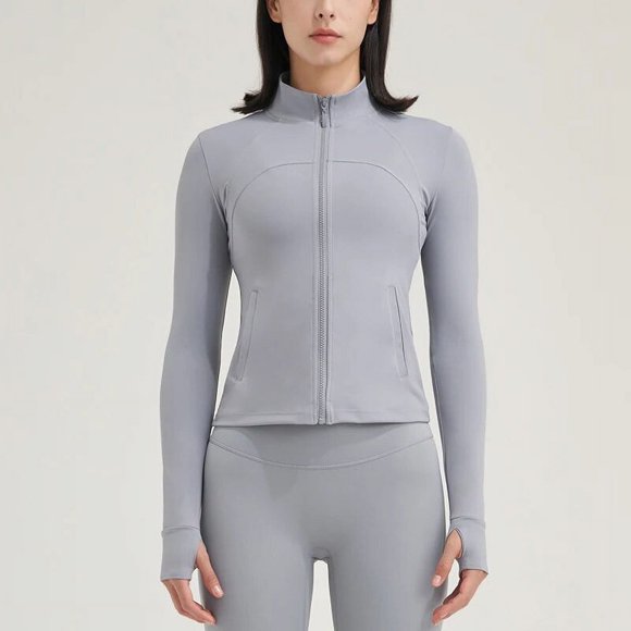 SOISOU Veste en Nylon pour Femmes Gym Yoga Vestes de Sport Randonnée Course Manteau Vêtements de Sport Élastique Ajusté Trou pour le Pouce Vêtements de Golf