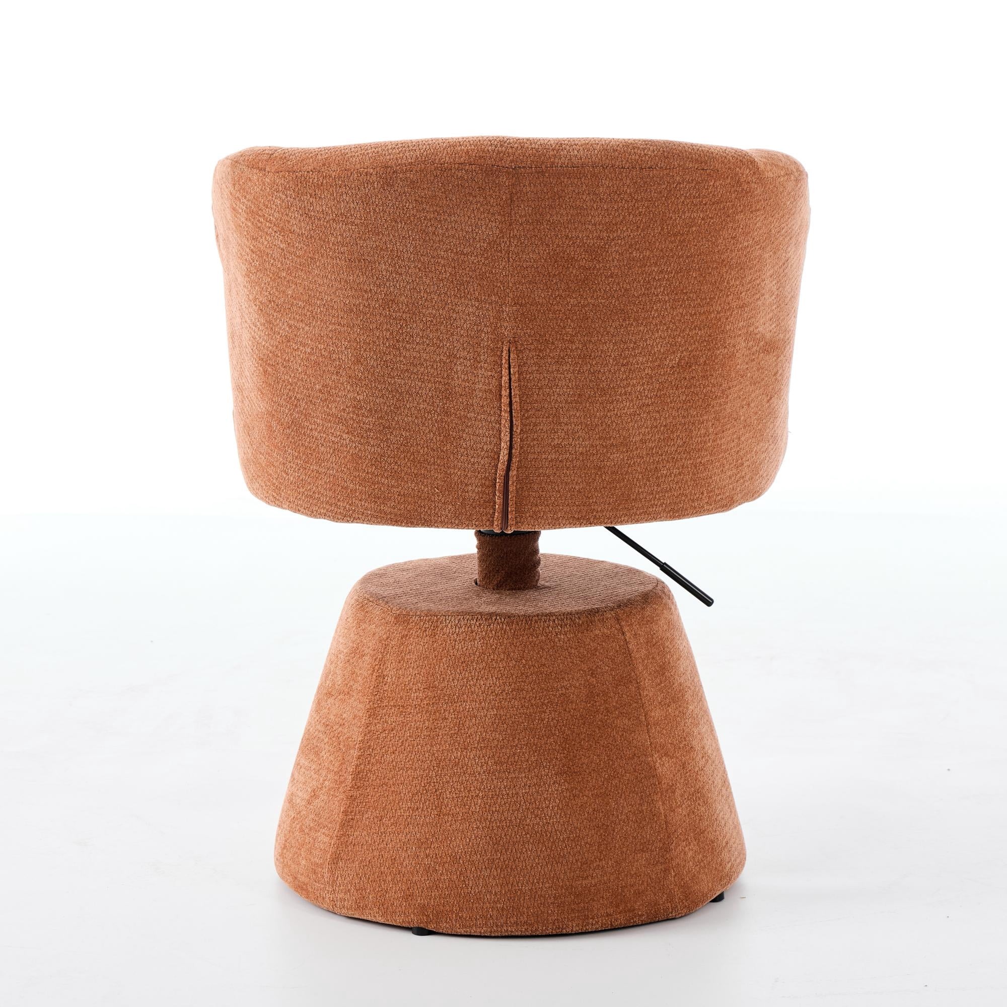 360-Degree Swivel Bar Stool with Adjustable Height and Chenille Fabric, Ergonomic Vanity Chair for Kitchen Island and Living Room, Terracotta