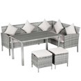 thumbnail image 1 of Outsunny 5 Pieces Wicker Patio Furniture Set with Cushions, Beige, 1 of 10