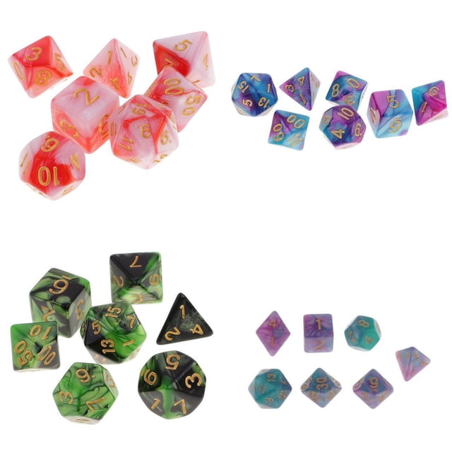 Paquete de 28 juegos de dados poliédricos creativos D4-D20 para juegos de DND