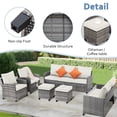 thumbnail image 7 of 6 Pieces Outdoor Patio Furniture Set, All-Weather Wicker Outdoor Sectional Conversation Dining Set with Ottoman,Gray Wicker&Beige Cushions, 7 of 7