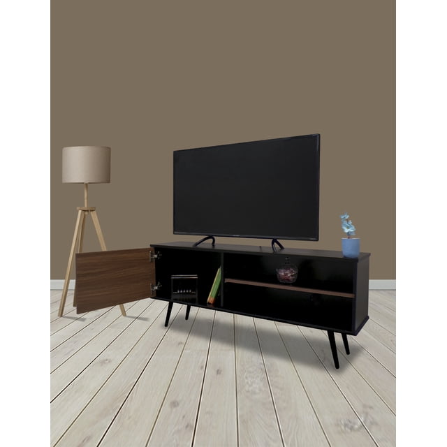 Mueble Mesa para TV DECOMOBIL Moderno Negro Mate/Nogal Neo
