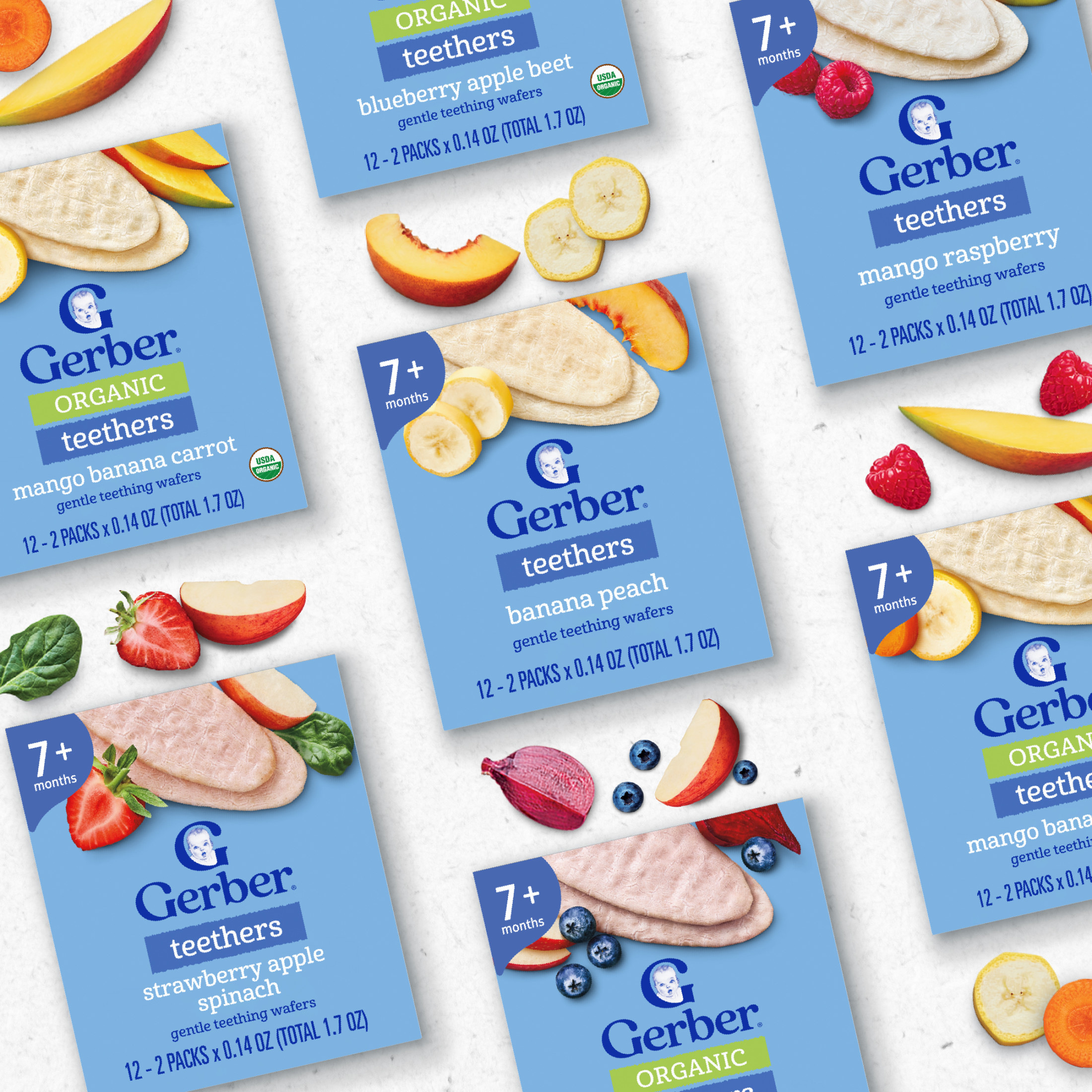 Galletas para la dentición Gerber Gentle, paquete variado para bebés, caja de 72 piezas 6