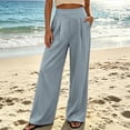 thumbnail image 2 of Sahpxhe Wide Leg Pants Women Loose High Elastic Waist Trendy Palazzo Pants Casual Flowy Lounge Vacation Travel Trousers Light Blue L, 2 of 9