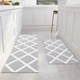 thumbnail image 1 of DecorX Kitchen Rugs and Mats Non-Slip Absorbent Cushioned Mats for Kitchen Floor, Entryway, Hallway and Dining Room, Bathroom, Laundry Room Machine Washable Kitchen Rugs Set 59"x20"+39"x20", Grey, 1 of 8