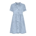 thumbnail image 4 of Taqqpue Dresses for Women 2024 Solid Color Fashion Casual Spring And Summer Short Sleeve Button Down Flowy Lapel Knee-High Denim Dress, 4 of 6