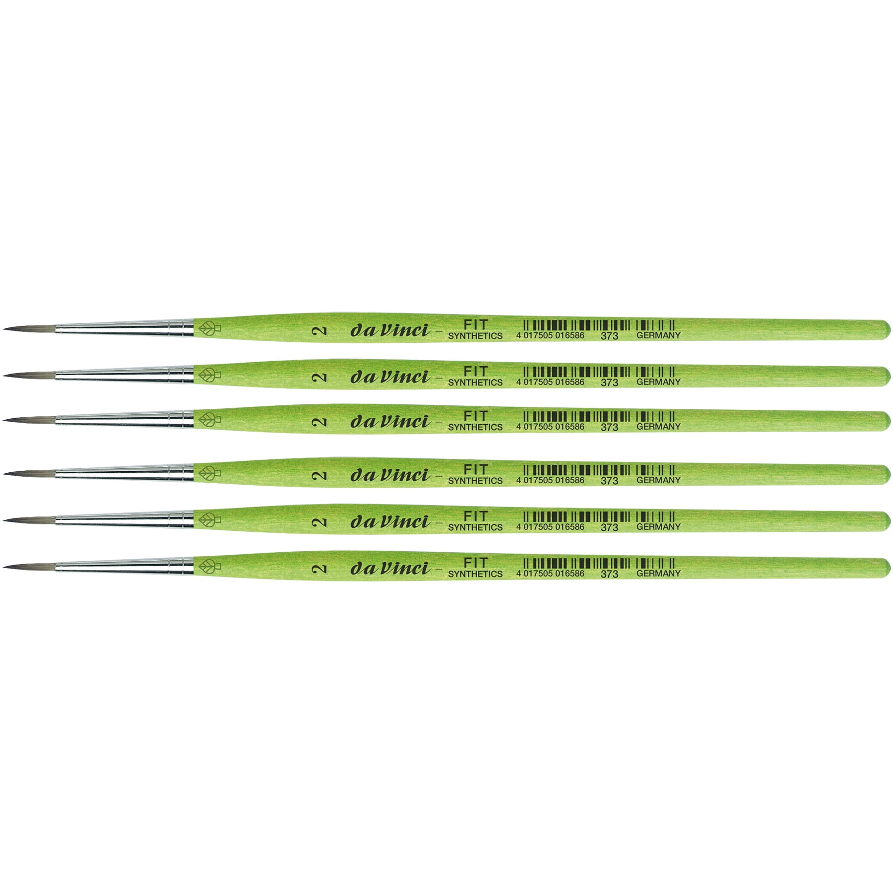 da Vinci FIT Synthetics Student Brush, Synthetic, Acrylic & Tempera, Round, Series 373, Size 2, Pack of 6