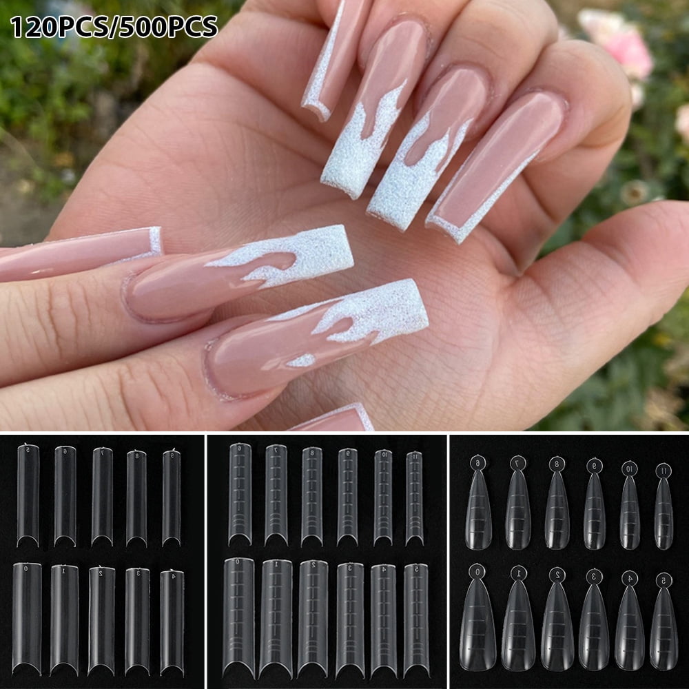 HOTBEST 120/500PCS Clear Gel Nail Mold Full Cover Dual Nail System Forms C Curve  Nail Form Mold Nail Extension Tips Nail Art Manicure Tools - Walmart.com