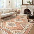 thumbnail image 2 of Vintage Washable Rug For Living Room,Traditional Non Slip Area Rug, Soft Boho Orange Non Shedding Accent Rug Thin Stain Resistance Carpet For Bedroom Dining Playroom Nursery 1x2ft, 2 of 6
