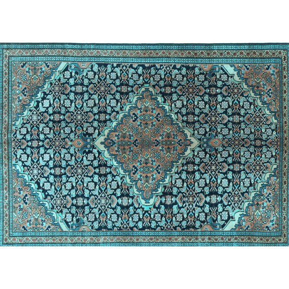 Ahgly Company Indoor Rectangle Persian Light Blue Traditional Area Rugs, 5' x 7'