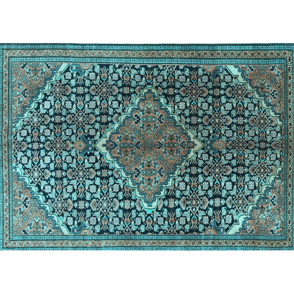 Ahgly Company Indoor Rectangle Persian Light Blue Traditional Area Rugs, 5' x 7'
