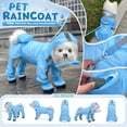 thumbnail image 2 of Dog Raincoat, Blue Full Coverage 4-Legged Pet Rain Jacket, 1 Piece Waterproof Hooded Rainwear With Reflective Stripes, Suitable for Small Medium Dogs and Cats Walking Outdoor in Rainy Weather, 2 of 6