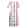 thumbnail image 5 of Women's 250th Anniversary Independence Day Round Neck Casual Dress with Pockets Short Sleeve Patriotic Printed Summer Tunic Pink XXXL, 5 of 6