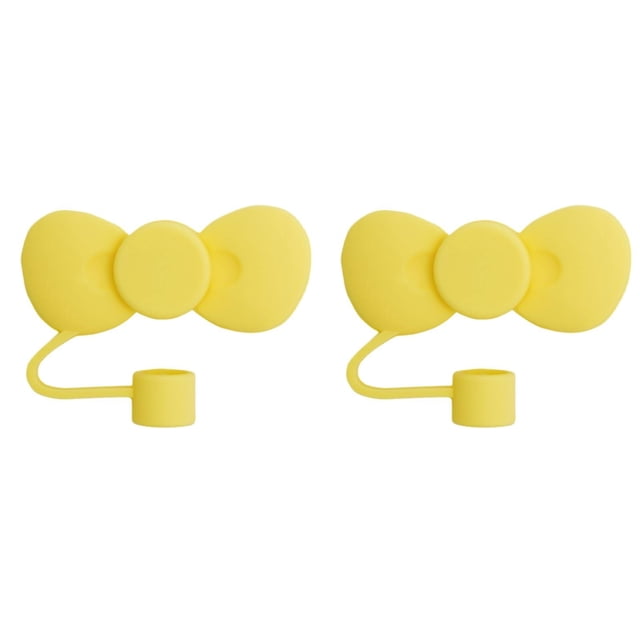 2 Pcs Cute Bow Covers Cap Toppers Tips Compatible With 40/30 Oz Tumbler Cups Reusable Cute Silicone Lids Protectors For 0.4 In/10mm Ley Cups Accessories