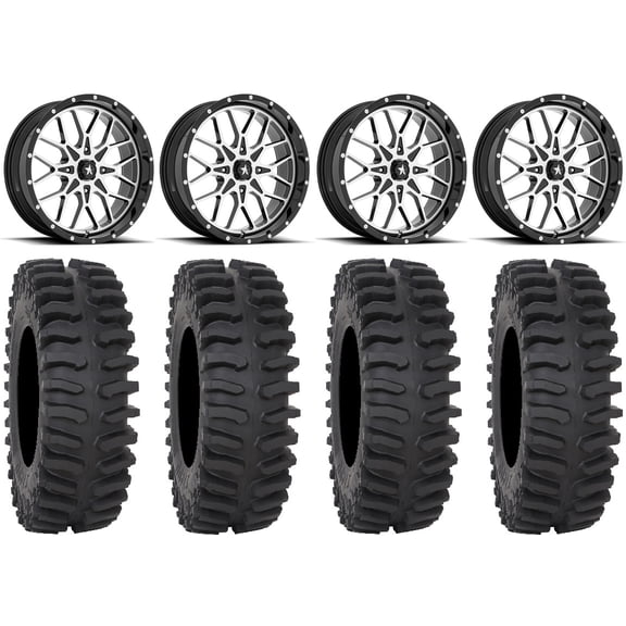 MSA Portal 20" Wheels Machined 33" XT400 Tires Can-Am Maverick X3 / Honda Pioneer 1000 / Talon
