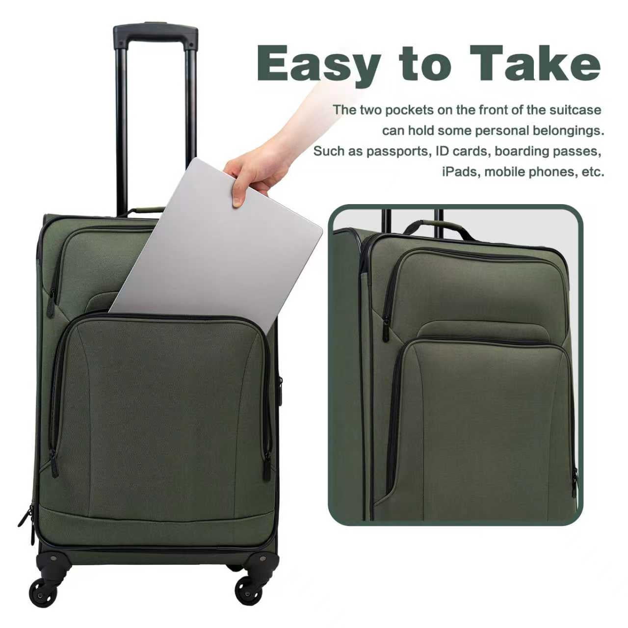 3 Piece Set Suitcase with Duffel Bag Softside Lightweight Luggage Travel Set