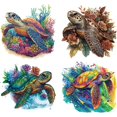 thumbnail image 1 of 4Pcs 4 Styles Ocean Theme Plastic Heat Transfer Film Logo Stickers Set for DIY T-Shirt Bags Hats Jackets Turtle 191~230x226~230mm 1pc/style, 1 of 9