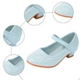 thumbnail image 5 of Quealent Girls Dress Shoes Glitter Mary Jane Pumps with Bow, Low Heel Party Wedding Princess Shoes (Toddler/Little Kids/Big Kids) Blue for Size 11.5, 5 of 9