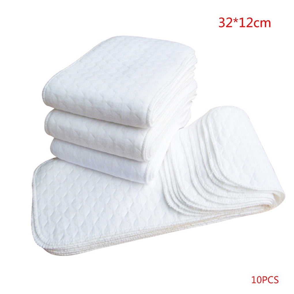 1/5/10 PCS Reusable Baby Cloth Diaper Nappy Liners insert 3 Layers Cotton White 