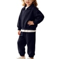 thumbnail image 2 of Trikvn Kids Girls Fall Tracksuit 2-Piece Outfit Collared Long Sleeve Pullover Sweatshirt and Elastic Waist Sweatpants Set Casual Athletic Loungewear Active Playwear, 2 of 8