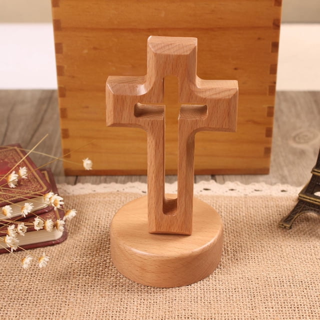 Crucifijo de de piezaza para Regalos Cristianos para Iglesia, Sa de , Dormitorio, Escritorio de Oficina, Accesorios Decorativos base redonda Baoblaze estatua de la cruz