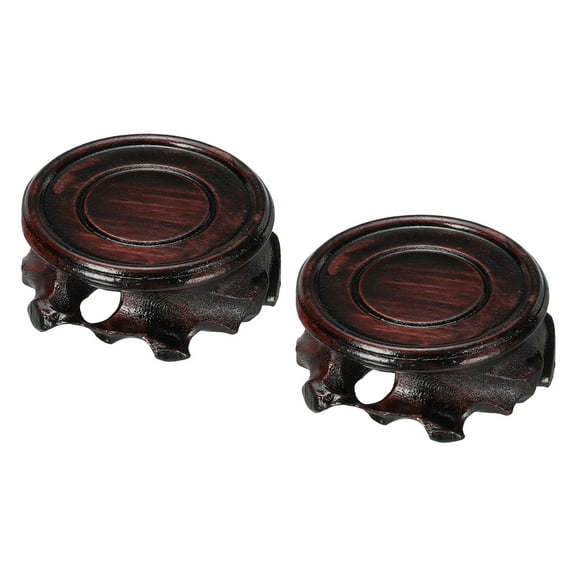 Wooden Stand Holders Displays Base 50mm Diameter Black for Vase Bonsai Pack of 2