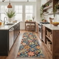 thumbnail image 5 of DEORAB Floral 5x7 Living Room Area Rug, Soft Washable Rugs for Bedroom, Non Slip Ultra Thin Non Slip Rug Botanical Stain Resistant Floor Carpet for Dining Room Home Office, Blue, 5 of 5