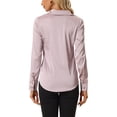 thumbnail image 3 of INSPIRE CHIC Women's Satin Blouse Long Sleeve Fashion Point Collar Button Up Shirt S Light Pink, 3 of 5