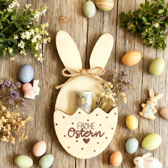 EGNMCR Easter Decorations, Easter Ornaments, Easter Gifts Wooden Shaped Ornaments With Pockets Easter Decoration Ornaments Wooden b ox d ecoration