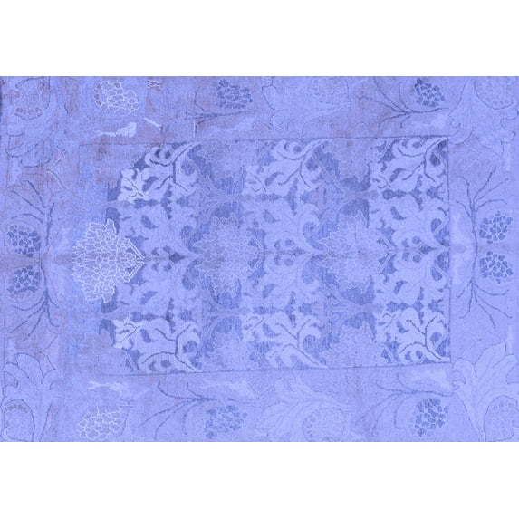 Ahgly Company Machine Washable Indoor Rectangle Oriental Blue Traditional Area Rugs, 3' x 5'