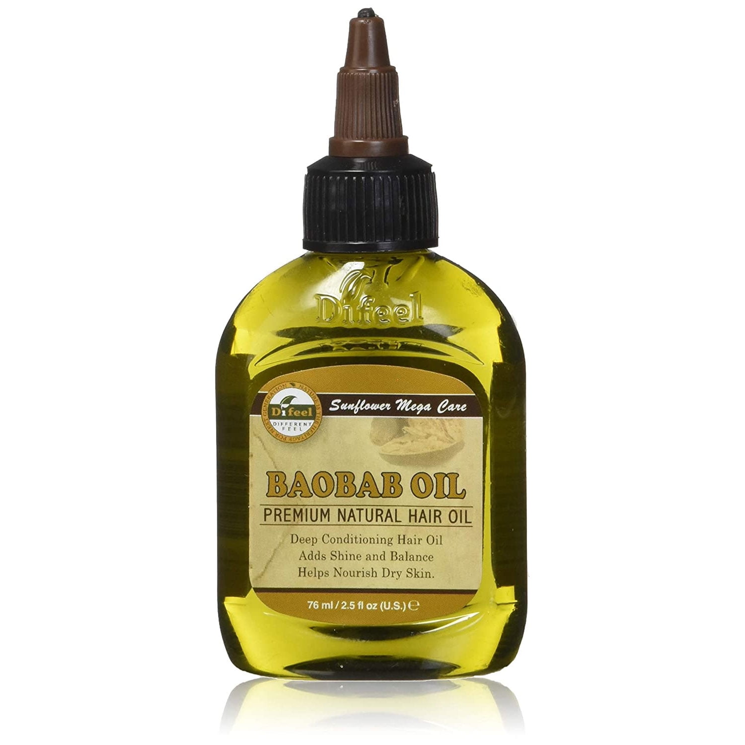 Difeel Sunflower Mega Care Premium Natural Hair Oil, Baobab Oil, 2.5 Oz