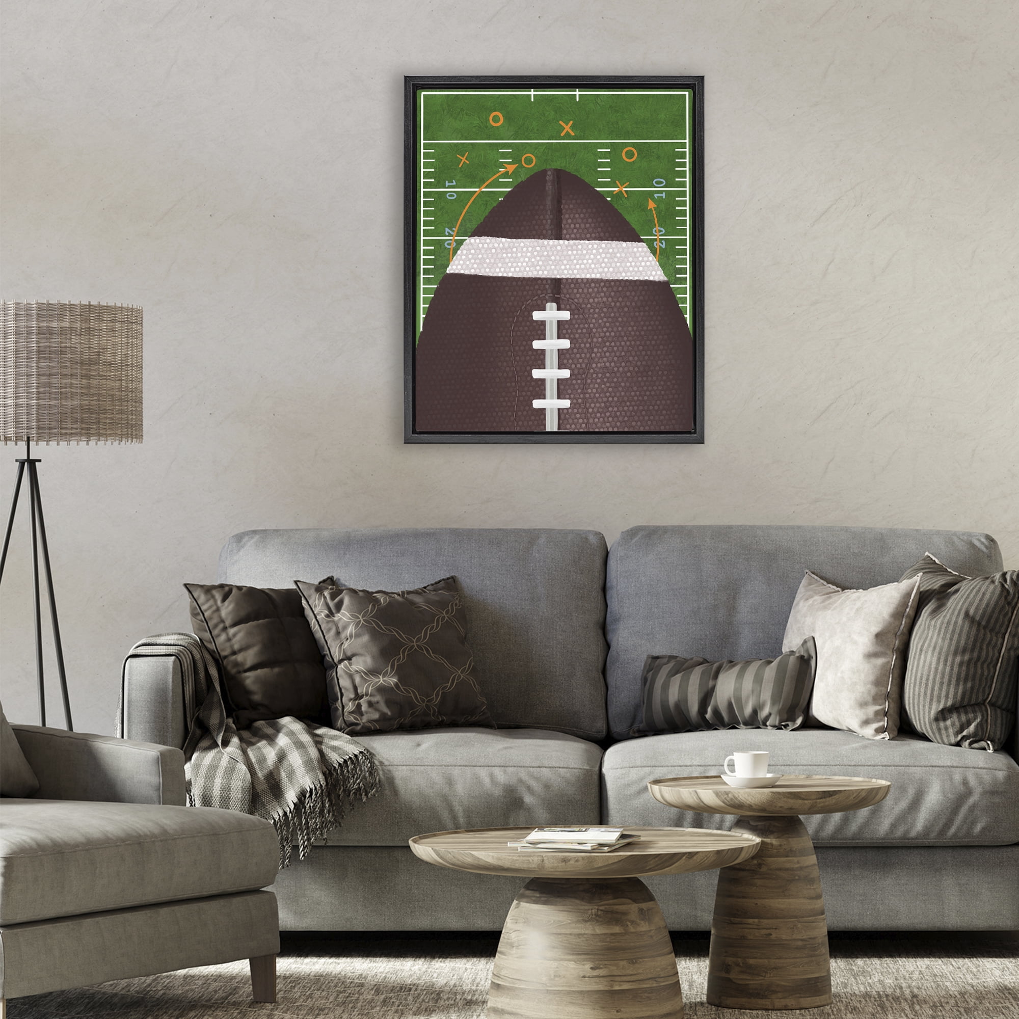 Stupell Industries Football Field Tactics Black Framed Floater Canvas Wall Art, design by Jennifer Stith
