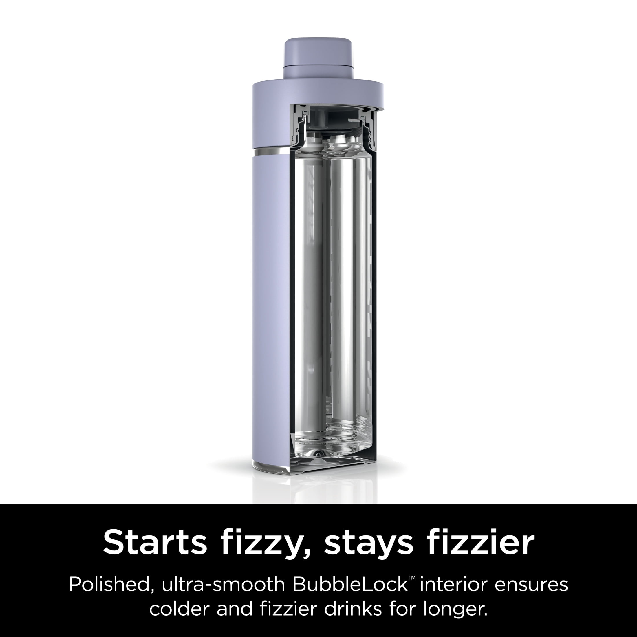 Ninja Thirsti 24oz. Travel Water Bottle, Stainless Steel Tumbler for Carbonated Drinks, Purple
