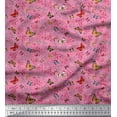 thumbnail image 1 of Soimoi Pink Viscose Chiffon Fabric Flower & Butterfly Printed Craft Fabric by The Yard 42 Inch Wide, 1 of 3