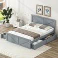 thumbnail image 3 of Queen Size Wooden Platform Bed, Wooden Bed Frame with 4 Storage Drawers, Headboard and Support Legs, Platform Bed for Adult Bedrooms, Gray, 3 of 8