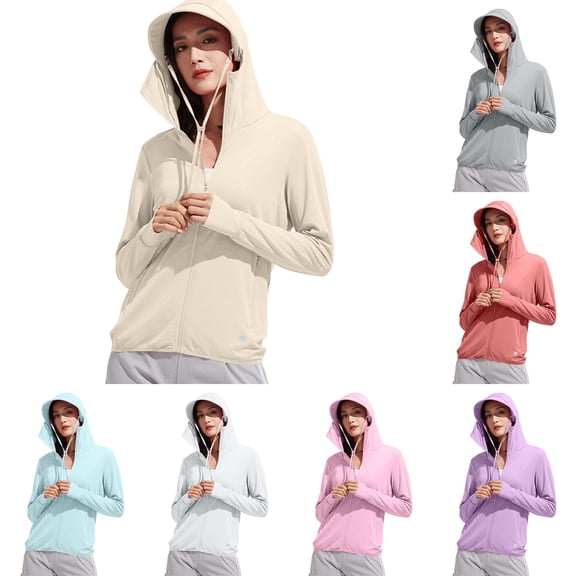 DYTTDG Women's Lightweight Sun Hoodie | Breathable Full-Zip Long Sleeve Cover Up for Hiking, Beach & Outdoor, Quick-Dry Jacket