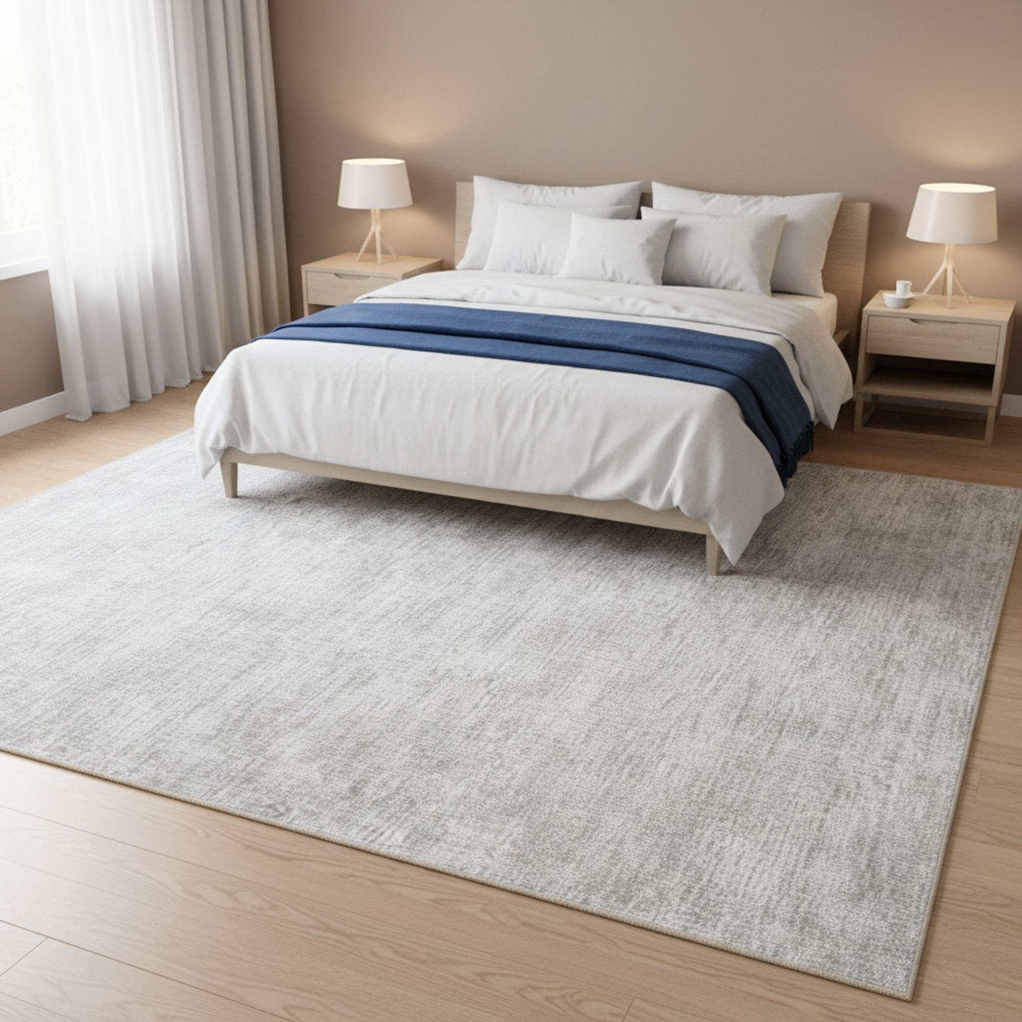 Ottomanson Non-Slip Extra Large Area Rug 7'10" x 25' Low Pile Living Room Carpet, Solid Beige