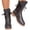 06#Gray, variant on Women's Leather Side Lace Up Low Chunky Heel Ankle Boots Comfortable Round Toe Back Zipper Anti-slip Combat Boots with Studded Fashion Mid Calf Motorcycle Riding Boots