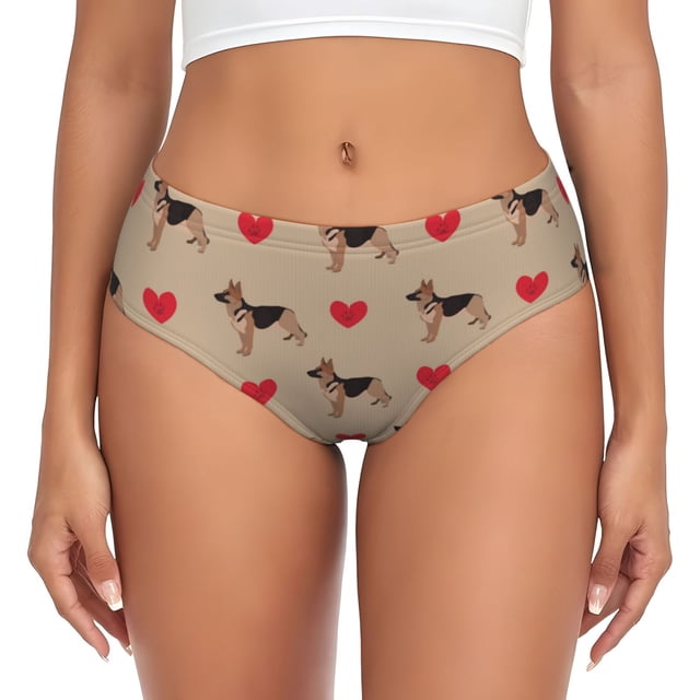 Balery German Shepherd Dog Ropa Interior de Algodón para Mujer con Dibujo – Braguitas Cómodas y Elásticas, Estilo Clásico-Large