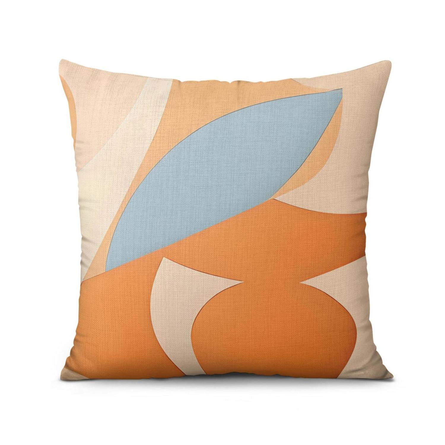 Abstract Boho Orange Mordern Decor Throw Pillow Covers 18"x18", Set Of 4, Linen Study Sofa Cushion Cover Indoor Living Room Home Decor