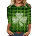 thumbnail image 1 of lcziwo Haut à Manches 3/4 Imprimé pour la Saint-Patrick pour Femme, T-Shirt de la Saint-Patrick pour Femme Trèfle Shamrock Porte-Bonheur Blouses de la Saint-Patrick Manches 3/4 Col Ras du Cou Hauts Mode, P-2TG m, 1 of 4