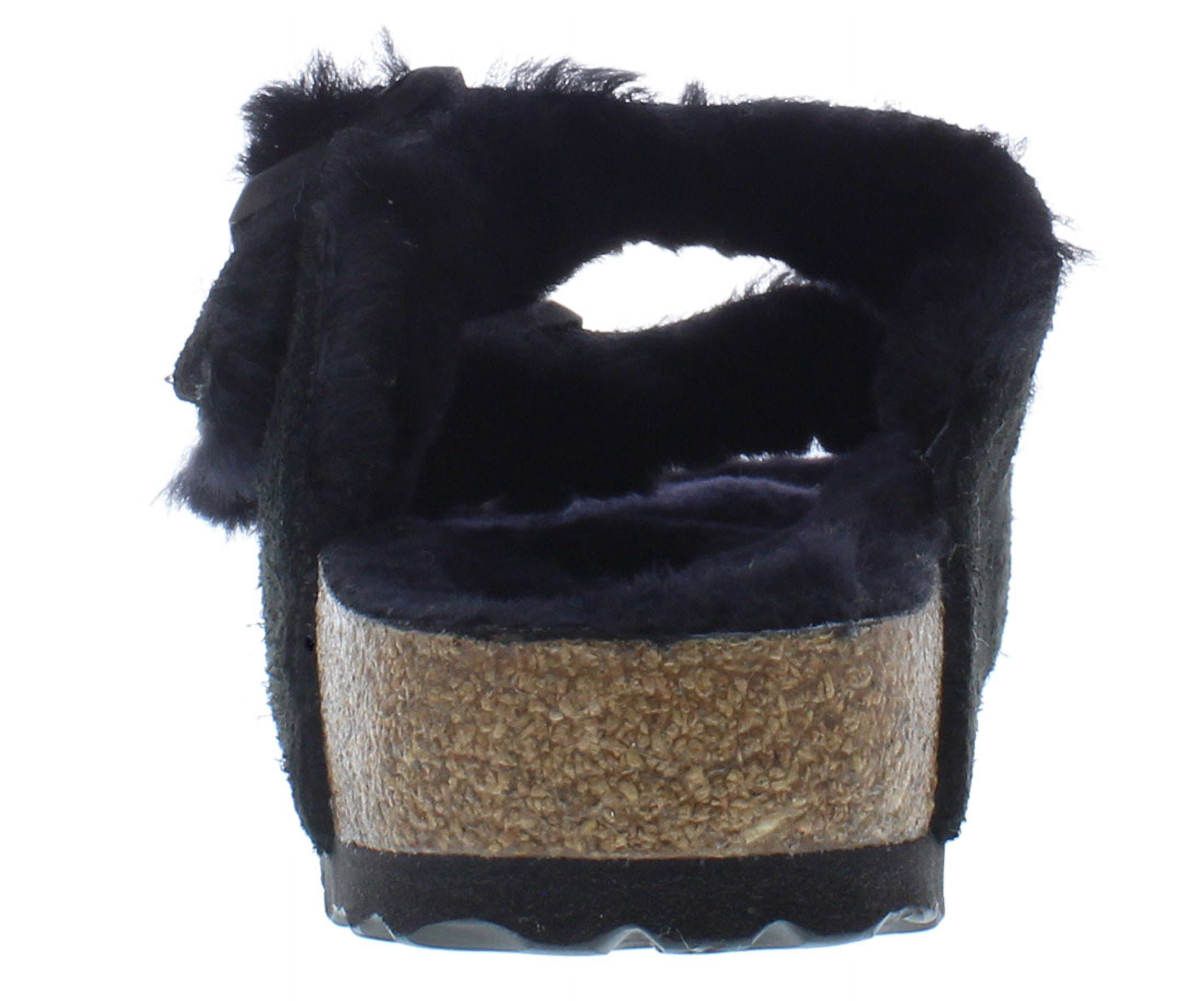 Birkenstock Arizona Shearling Suede Leather Narrow Unisex Shoes Size 6, Color: Black