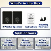Acoustic Audio 151B Indoor Outdoor 2 Way Speakers 600 Watt Black Pair