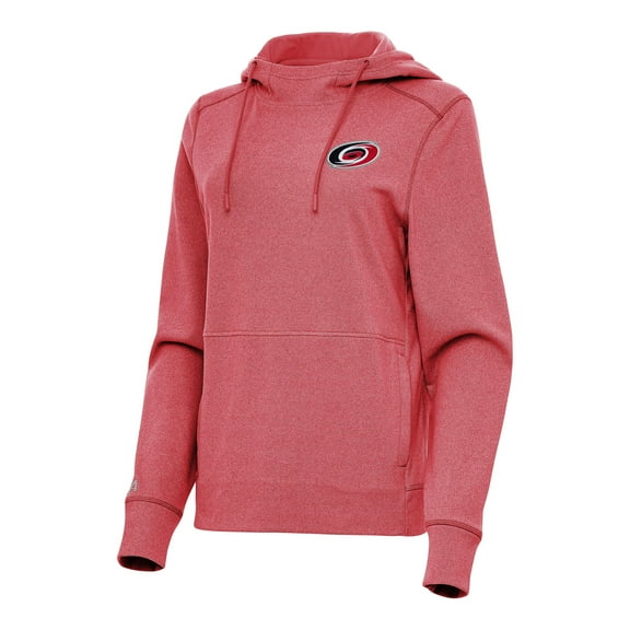 Women's Antigua Heather Red Carolina Hurricanes Justice Pullover Hoodie